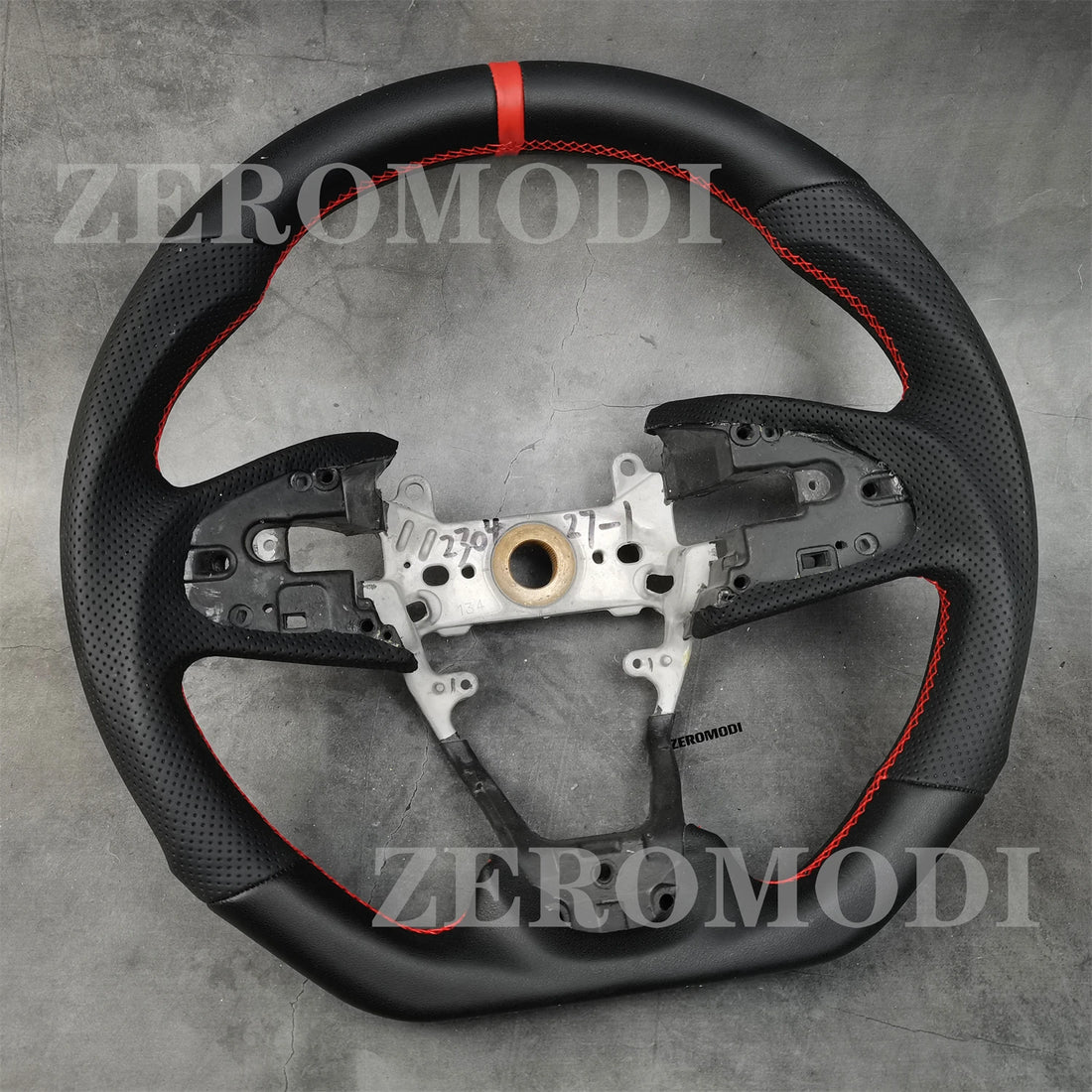 Zeromodi Track-Spec Steering Frame for Honda Civic Type R FK8 (2017-2021) | Red Stitched Leather +30% Grip
